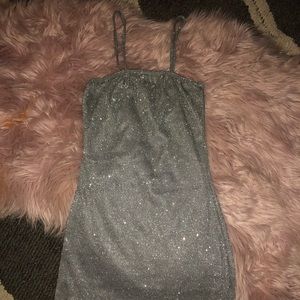 Silver tight sparkly dress